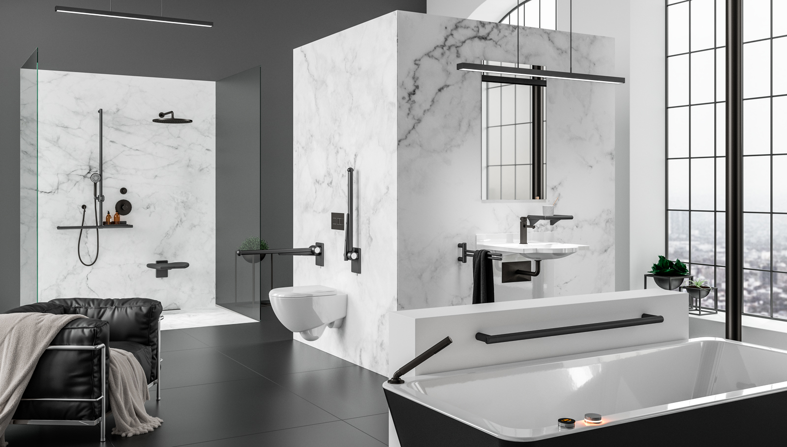 badezimmer design und brausestangen schwarz matt | erlau